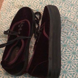 Plum Velvet platform sneakers